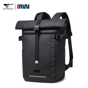 SEPTWOLVES Da Chính Hãng Ngoài Trời Bagpack Cho Nam Giới 17.3 "Máy Tính Xách Tay dung tích lớn Ba lô đựng máy tính xách tay Không Thấm Nước Slash-Proof Túi văn phòng phong cách Hàn Quốc Cho Công Việc Kinh Doanh du lịch thường ngày