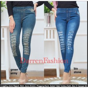 Celana Legging Jeans Variasi Sobek Tidak Tembus Size 31-38