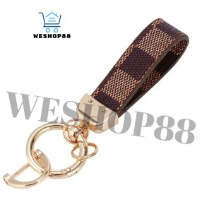 WESHOP88 Keychain Luxury Lanyard Key chain For Men Women Plaid Pattern Car Key Ring