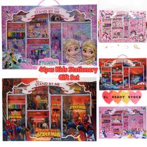 ✅READY STOCK 41pcs Kids Stationery Coloring Gift Set Spiderman Minion Frozen Poney (Pencil Box + Coloring Sets)