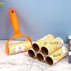 Cây Lăn Lông Thú Mini 6 Cuộn Giấy Lăn Bụi Quần Áo Siêu Dính Lăn Tóc Rụng Sofa Ghế Xe Hơi