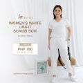 White Women's Scrub Suit  | HTP Basics Women's Uni-fit Scrub Suit | White Medical Work Uniform. 