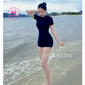 Đồ bơi nữ bikini liền thân khoá kéo đi biển chống nắng đồ đi biển bikini kín đáo