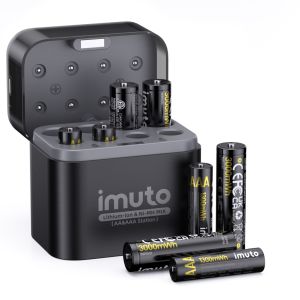 imuto new Li-ion&Ni-MH Rechargeable 4AA&4AAA Batteries with Charger 1.5V 3000mwh AA&1300mwh AAA