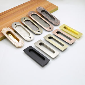 Cabinet Door Drawer Hidden Handle Embedded Sliding Door Pocket Handle Black-Gold Alloy Concealed Pull 柜门抽屉暗拉手 嵌入式 推拉门 移门拉手 挖槽扣手黑金色合金隐藏把手 FUNIANQI