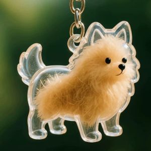 YITAQI Handmade Cat Hair Storage Capsule Animal Shaped Transparent Acrylic Keychain Rabbit Hair Storage Box Pet Hair Grooming Keychain Portable Dog Hair Storage Container Pet Souvenirs