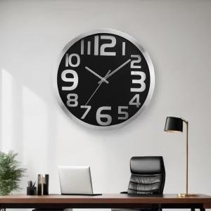 Sacesr Minimalist Modern Wall Clocks Living Room Minimalist Numbers Round Metal Frame Silent Wall Clocks Bedroom Office Home Decoration 9R3H1