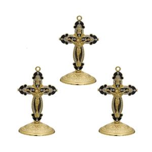 Colorfast Metal Christian Crucifix Craft with Stand for Home Religious Decoration With Artistic Designs