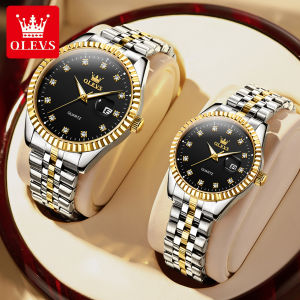 fashion OLEVS couple watch for men and women waterproof 2023 original double calendar luminous stainless steel luxury watches