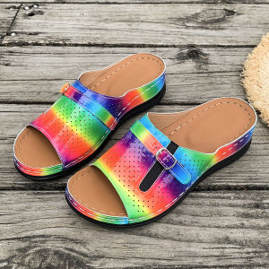 Free Shipping Plus-Size Wedge Sandals For Women 2026 Summer New Collection Fashionable And Lightweight With Buckle Details Casual And Non-Slip