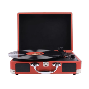 Vinyl Record Player Speaker Bluetooth Pemutar Piringan Hitam Gramophone Bentuk Koper USB