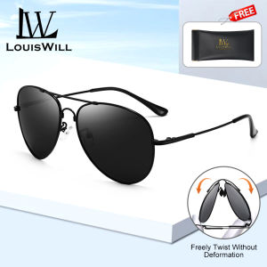 LouisWill แว่นตากันแดดกรอบโลหะผสมไททาเนียมผู้ชายแว่นสายตาขับรถแฟชั่น UV400แฟชั่นแว่นตาโพลาไรซ์แว่นกันแดดเปลี่ยนสีได้อัตโนมัติลำลองสำหรับผู้ชาย