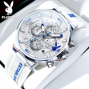 [ 100% ของแท้ ] PLAYBOY กีฬา นาฬิกา ผู้ชาย2024 ใหม่ สายซิลิโคน กันน้ำ กันกระแทก โครโนกราฟ ปฏิทิน นาฬิกาควอตซ์