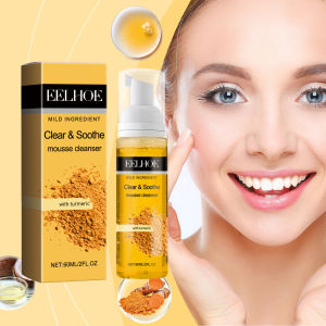 EELHOE Turmeric Facial Cleanser Oil Control Cleansing Lotion Moisturizing Brightening Skin Color Cleansing Mousse Turmeric Cleanser Anti Acne Oil Control Blackhead Remover Skin Cleansing Brightening Rejuvenation Face Wash Foam Face Cleanser