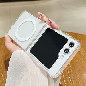 เคสโทรศัพท์แม่เหล็กใสแบบไร้สายสำหรับ Z Fold 7 6 5 4 3 flip 7 6 5 4 3ฝาหลังกันกระแทก