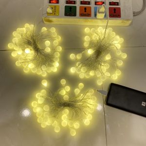 (Dùng Cổng Usb) Đèn Led Trang Trí Cherry Ball 6 mét 40 Bóng Tròn Không Tỏa Nhiệt Màu Vàng Decor Noel Tết Cafe Trang Trí Nhà