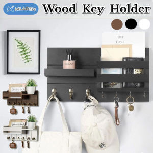 MLADEN Wood Key Holder Creative Solid Wood Wall-mounted Storage Rack Mail Holder Shelf Wall Entryway Home Office Decor