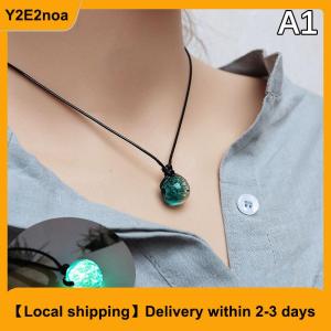 【Local shipping】 Bracelet for Women Glowing Gem Charm Jewelry Leather Rope Halloween Pendant Hollow Luminous Stone Pendant Necklace Gifts