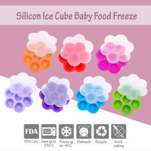Baby Food Silicone Ice Cube Maker Frozen Food Container Lid Ice Pudding Molds Fridge Refrigerator Freezer Warm Food Oven