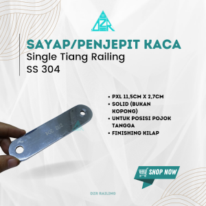 Sayap kaca single SOLID (BUKAN KOPONG) spider penjepit kaca Ss 304 201 tiang railing tangga