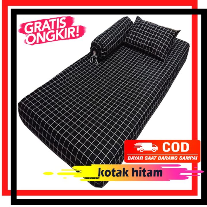 Sprei Set Motif Kotak Hitam No X X Seprai Kasur Busa