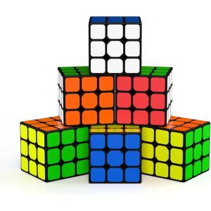 Qiyi 3x3x3 Speed Cube - 6 Pack Magic Cube Puzzle Party Toy for Beginners to Advanced Users Christmas & Birthday Party Favor Stickerless