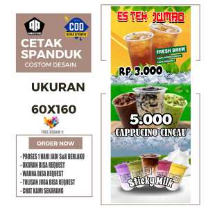 Cetak Spanduk Banner STICKY MILK & ANEKA MINUMAN Costom Desain