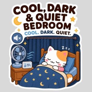 Cute Sleeping Habits Calico Cat UV DTF Sticker | Better Sleep Reminder | Waterproof Tumbler Laptop Sticker
