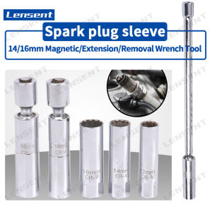 Lensent Automotive Spark Plug Sleeve Removal Tool 14mm16mm Spark Plug Universal Magnetic Suction Thin-Wall Extension Rod Moving Head Magnetic Universal Fire Nozzle Wrench