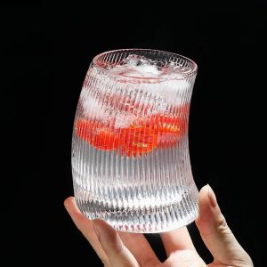 Cốc Thủy Tinh Sọc Cong  Chịu Nhiệt Dung Tích 330 ML Cao Cấp