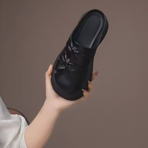 Free Shipping New Chinese-Style Slip-On Sandals For Women 2026 New Collection Gentle Korean Style Thick-Soled Comfortable And Easy To Wear