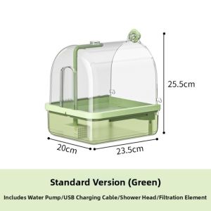 WAPKTY Có thể tháo rời Bồn tắm cho chim Hệ thống tuần hoàn nước tự động Rõ ràng Phụ kiện lồng chim  Lọc dữ liệu Chậu tắm cho thú cưng nhỏ Tắm cho chim