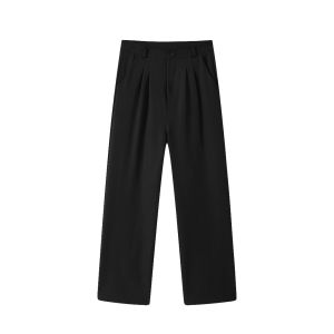 ManStyle-a Mannered Wide Leg Pants for Men Straight Cut Loose Look Korean Trousers Full Length Premium Fabric