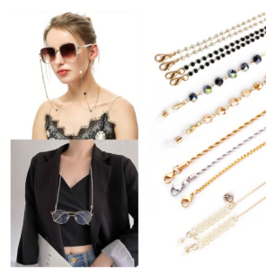 🔥Orfila Fashion Face Mask Lanyard Pearl White Crystal Bead Holder Strap Black Glasses Necklace Chain Rope Mask Hanging Rope COD