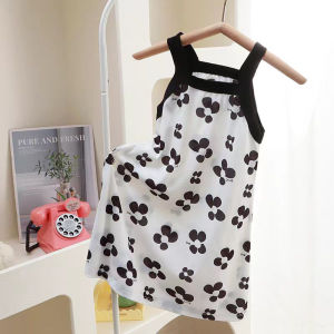 AILEBE Kids Dress Korean Style A-Line Sleeveless Vest Dress Soft Cotton Lining Spaghetti Strap Sando Design All-Season Wear OOTD Pambahay For Baby Girls 0-4 Y
