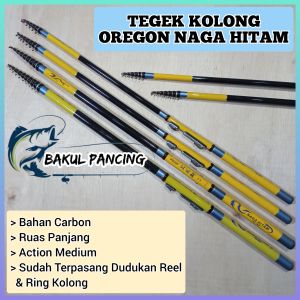 PROMO TEGEK KOLONG OREGON NAGA HITAM - UKURAN 360 - 450 - 540 - 630 - SUDAH TERPASANG DUDUKAN REEL DAN RING ATAU KOLONG