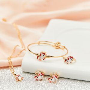 set perhiasan anak pony unicorn kalungliontinantinggelang cincin