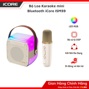 Bộ loa karaoke mini bluetooth hiệu iCore ISM59 Kèm 1 Micro - Hàng chính hãng