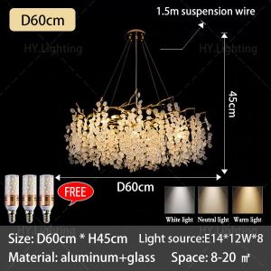 Living room modern crystal lamp light luxury dining room chandelier LED interior decoration light