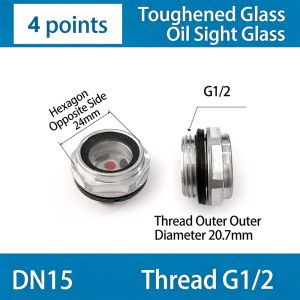 NOWNICE 1Pcs G1 G1-1/4 G1-1/2 BSP NPT Oil Sight Window Male Thread G1/4 G3/8 G1/2 G3/4 Oil Level Sight Glass Durable Tempered Glass Air Compressor Parts for Air Compressor