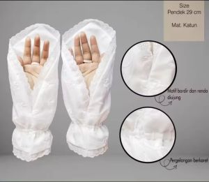 Sarung tangan sholat wanita/sarung tangan haji dan umroh wanita/perlengkapan haji dan umroh/sarung tangan wanita katun bordir/sarung tangan sholat hitam putih