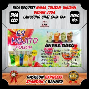 Banner Es Mojito Spanduk Jualan Es Mojito / Spanduk Banner Backdrop Es Mojito Segar Design Custom