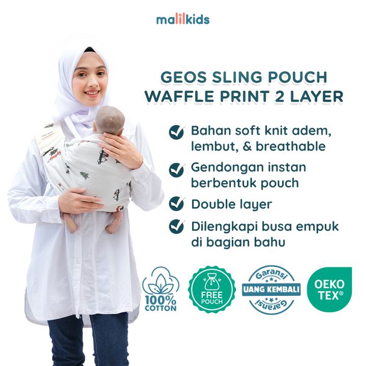 Malilkids Gendongan Bayi Geos Sling Pouch Waffle Knit Double Layer