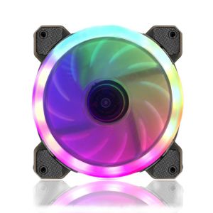 COOLMOON  พัดลมระบายความร้อนคอมพิวเตอร์ RGB ขนาด 12cm ไม่ต้องใช้กล่องคอนโทรล ต่อกับ Power Supplyไฟวิ่งออโต้