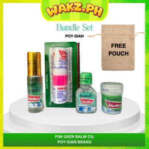 wakz.ph poy sian bundle set 4in1 herbal massage oil nasal inhaler relief cold relaxing from thailand