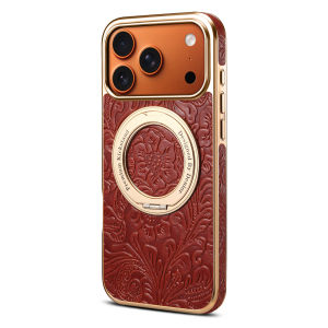 Cho iPhone 16 17 Pro Max da thật Trường Hợp Iphone17 Pro Không Khí hoa phong cách retro Hút Bánh Răng Khung