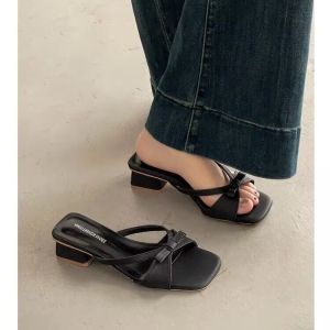 [Free Shipping] Limited Size Bowknot Open-Toe 2025 New Summer Square-Toe Sandals For Wearing With Dresses