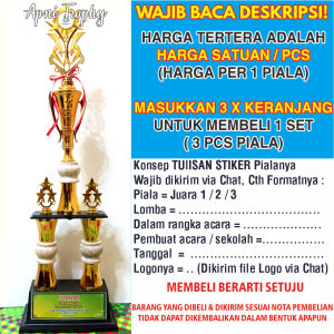 Piala Kaki 2 Piala Bergilir Trophy Juara Umum 1 2 3 Set Free Desain Stiker + Hiasan Pita