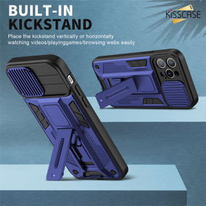 KISSCASE Magnetic Sliding Window Bracket Three-Proof Hard Shell Holder Stand Slide Camera Lens Protection Case For iPhone 13 12 11 Pro Max XR XS Max 6S 7 8 Plus SE2022 Shockproof Armor Folding Holder Cover