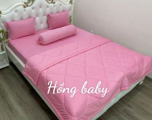 [HCM]Bộ chăn drap gối  thun Hàn Quốc loại 1 có mền 5 món ( 1 drap + 1 chăn chần bông + 3 áo gối) đủ size